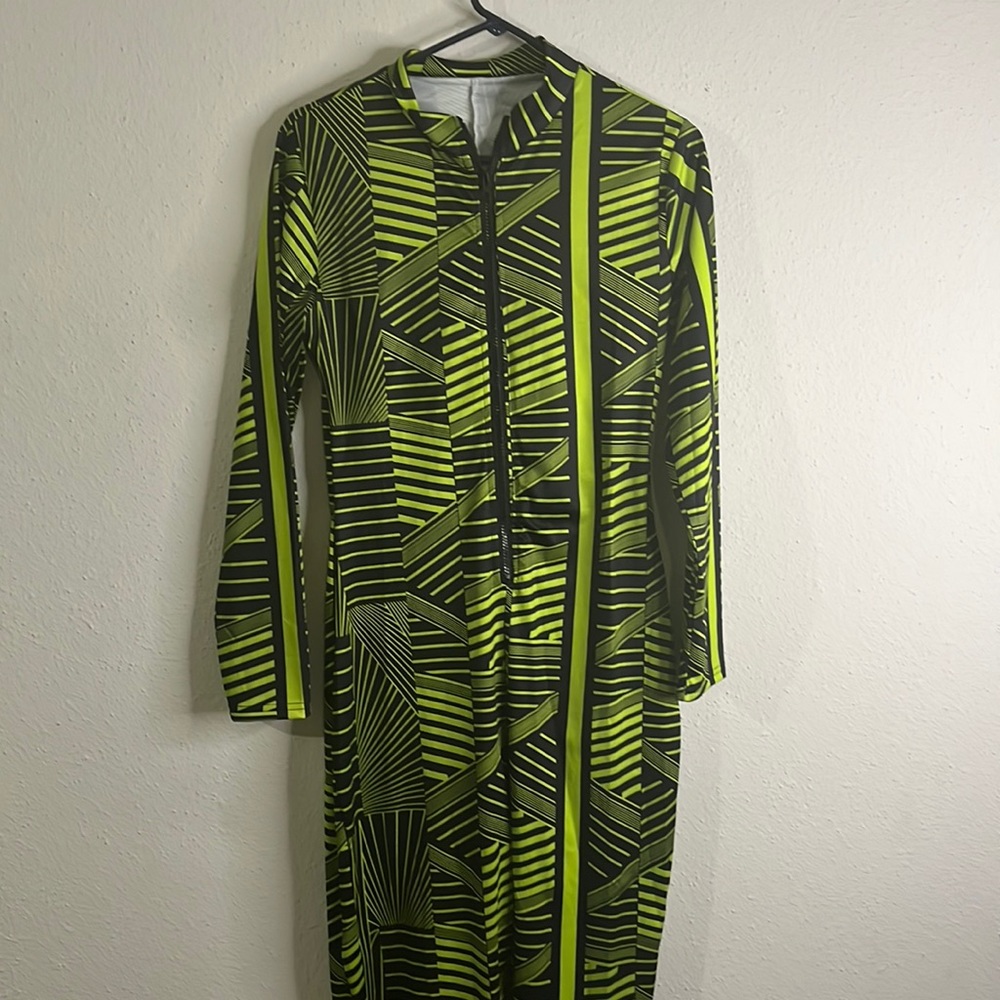 Lime, green, and black, full body body suit